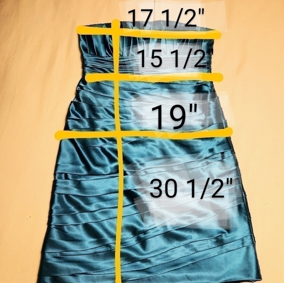 JS Collections Teal Strapless Pleated Cocktail Dress 10 - Picture 12 of 12